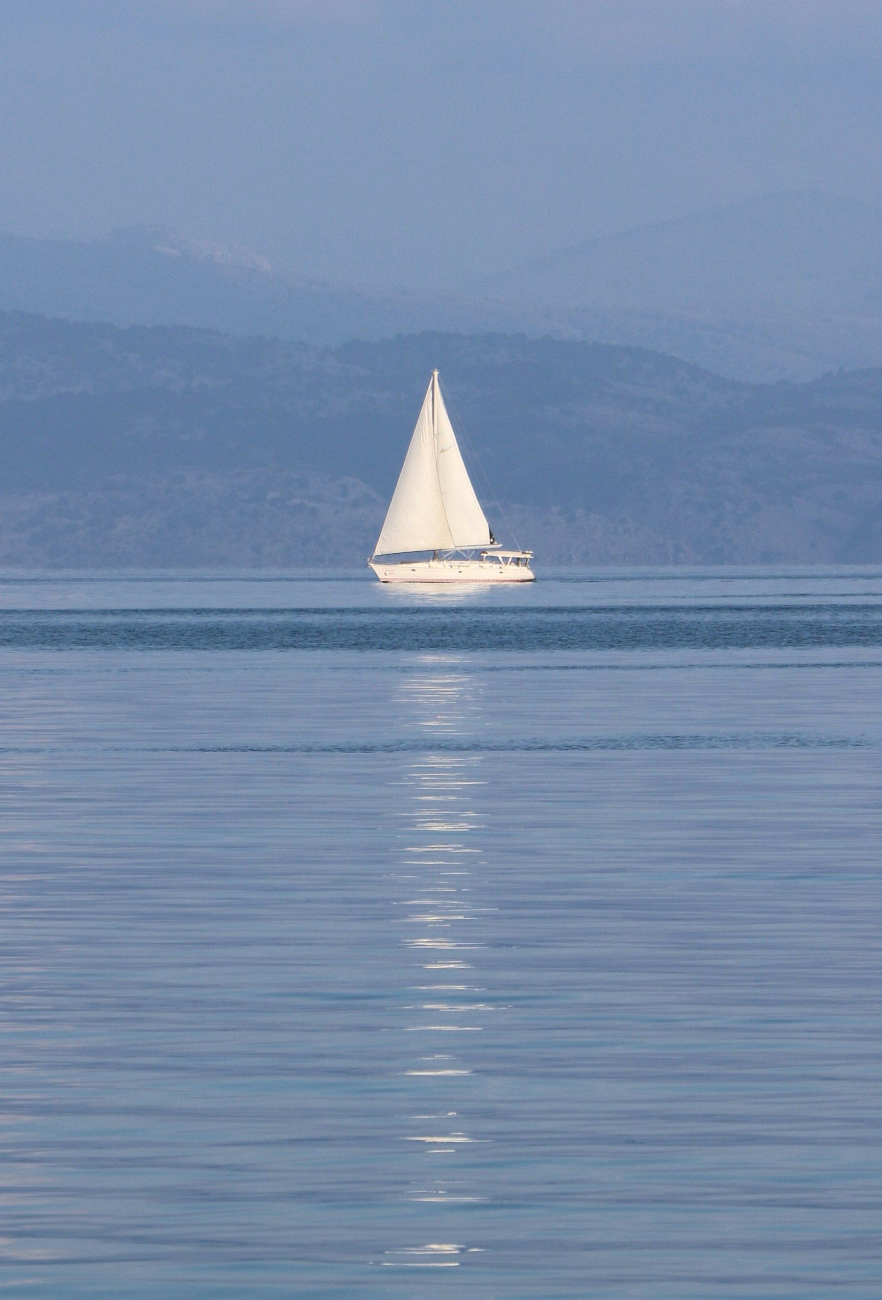 Sailing yacht on the blue sea in Greece